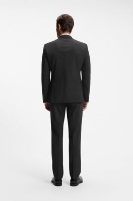 Slim-fit jacket in stretch wool, Black