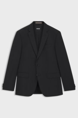 Slim-fit jacket in stretch wool, Dark Grey
