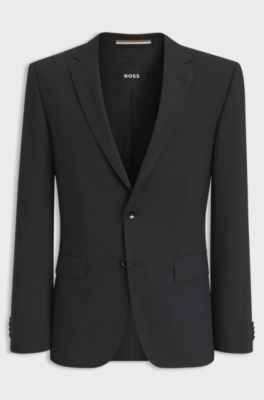 Slim-fit jacket in stretch wool, Dark Grey