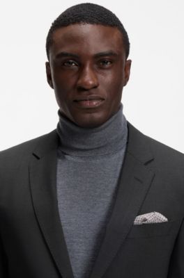 Slim-fit jacket in stretch wool, Dark Grey