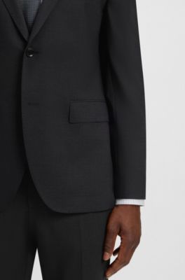 Slim-fit jacket in stretch wool, Dark Grey