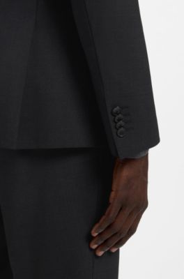 Slim-fit jacket in stretch wool, Dark Grey