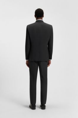 Slim-fit jacket in stretch wool, Dark Grey