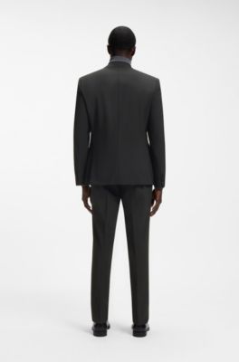 Slim-fit jacket in stretch wool, Dark Grey