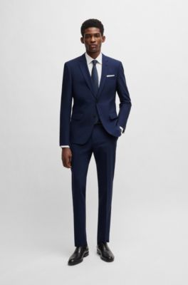 Slim-fit jacket in stretch wool, Blue