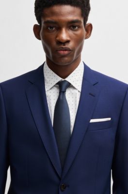 Slim-fit jacket in stretch wool, Blue