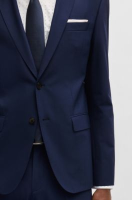 Slim-fit jacket in stretch wool, Blue