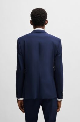 Slim-fit jacket in stretch wool, Blue