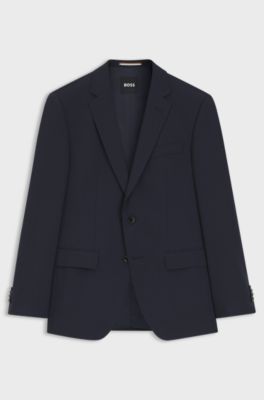 Slim fit jakke i uld med str&aelig;k, M&oslash;rkebl&aring;