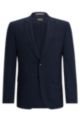 Slim-fit jacket in stretch virgin wool, Dark Blue