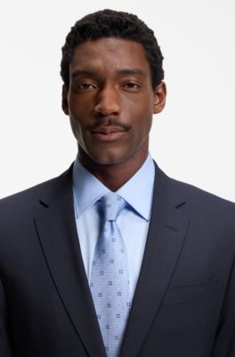 Slim-fit jacket in stretch wool, Dark Blue