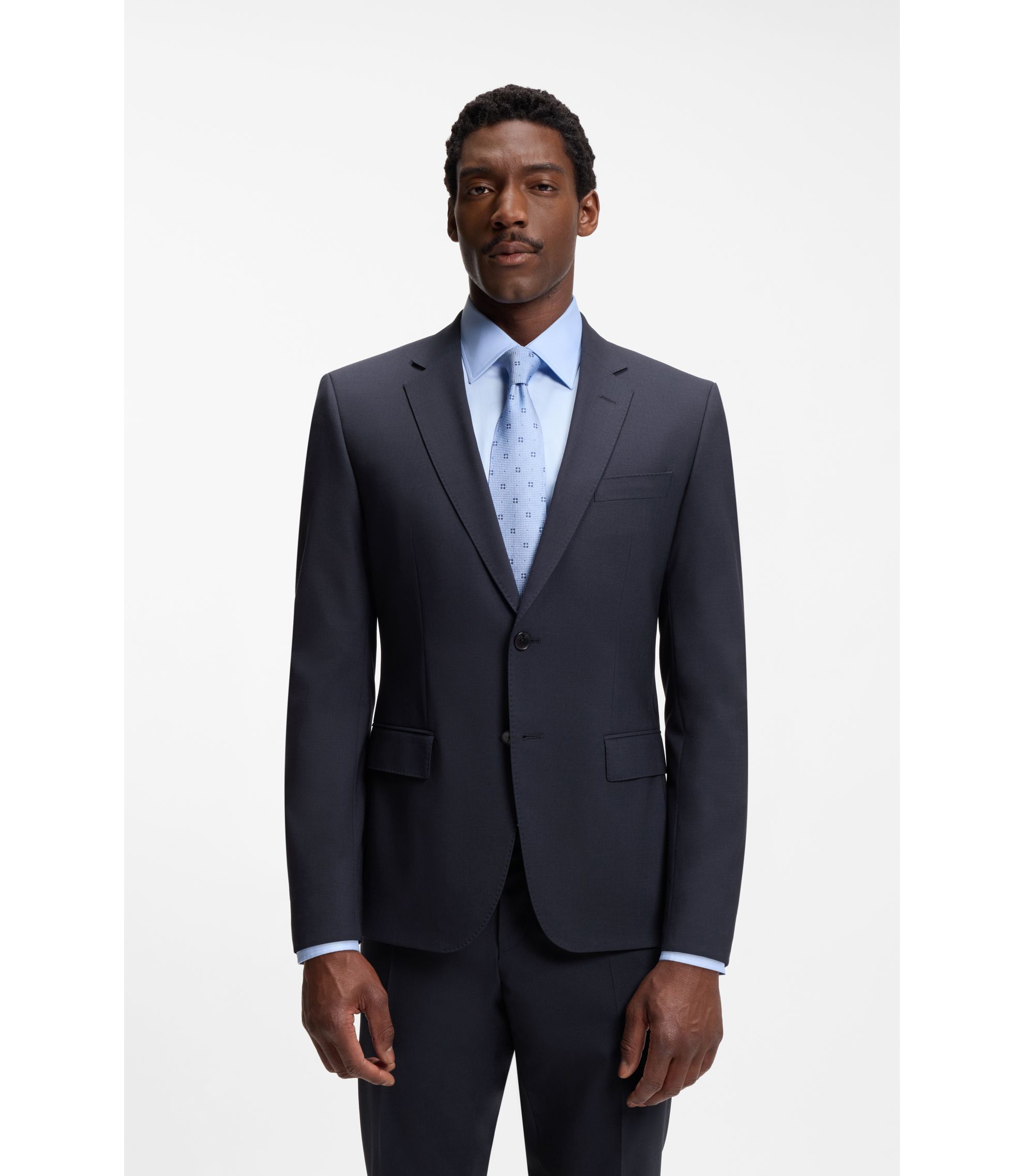 BOSS - Slim-fit jacket in stretch wool - Dark Blue