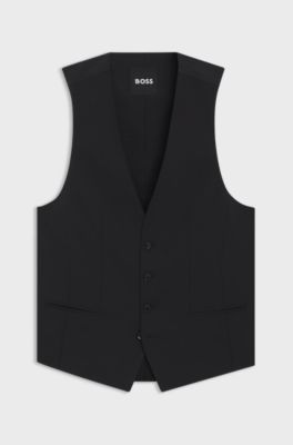 Slim-fit waistcoat in stretch wool, Black