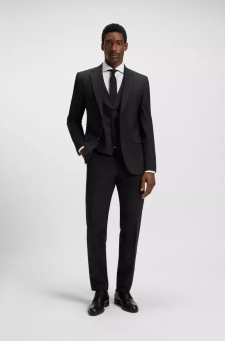 Slim-fit waistcoat in stretch virgin wool