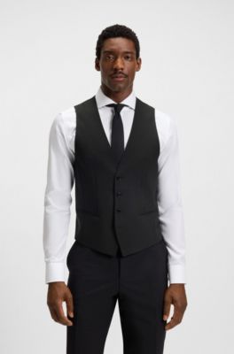 Slim-fit waistcoat in stretch wool, Black