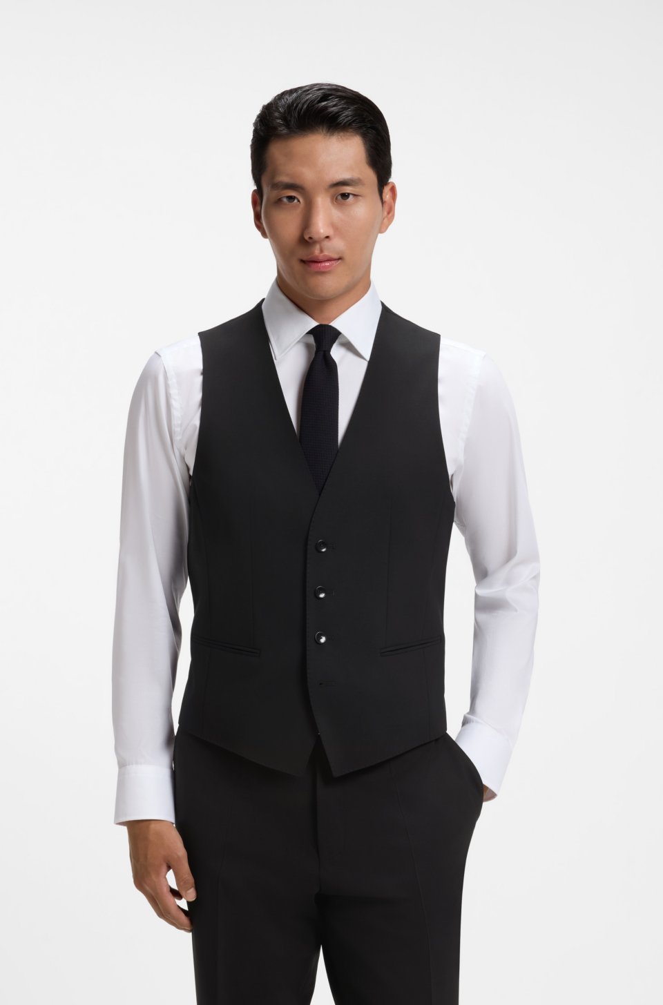 Slim-fit waistcoat in stretch wool