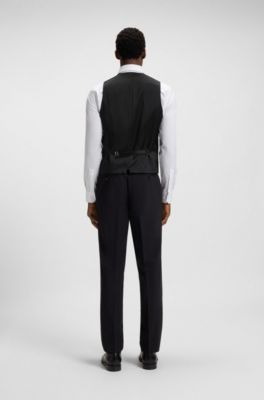 Slim-fit waistcoat in stretch wool, Black
