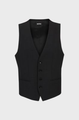 Slim-fit waistcoat in stretch wool, Dark Grey