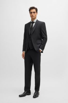 Slim-fit gilet van stretchwol, Donkergrijs