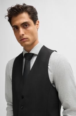 Gilet Slim en mohair stretch, Gris sombre