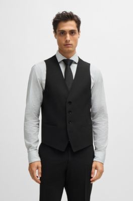 Slim-fit waistcoat in stretch wool, Dark Grey