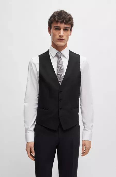 Slim-fit waistcoat in stretch virgin wool