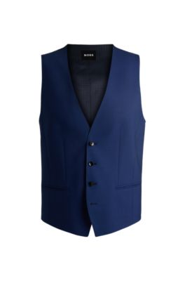 Slim-fit waistcoat in stretch wool, Dark Blue