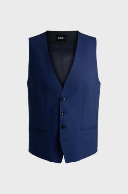 Slim-fit waistcoat in stretch wool, Dark Blue