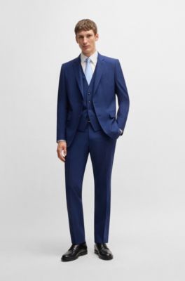 Slim-fit waistcoat in stretch wool, Dark Blue