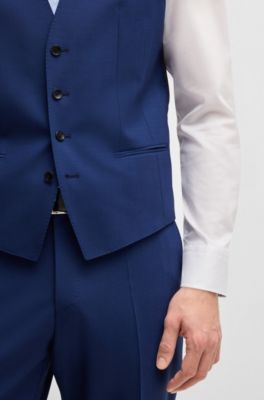 Slim-fit waistcoat in stretch wool, Dark Blue