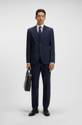 Slim-fit waistcoat in stretch wool, Dark Blue