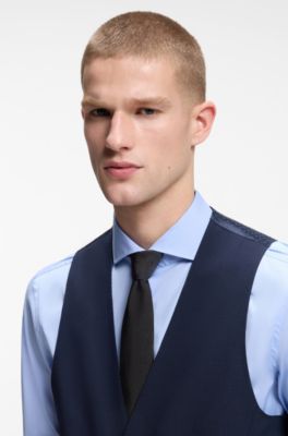 Slim-fit gilet van stretchwol, Donkerblauw