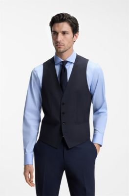 Gilet slim fit in mohair elasticizzato, Blu scuro