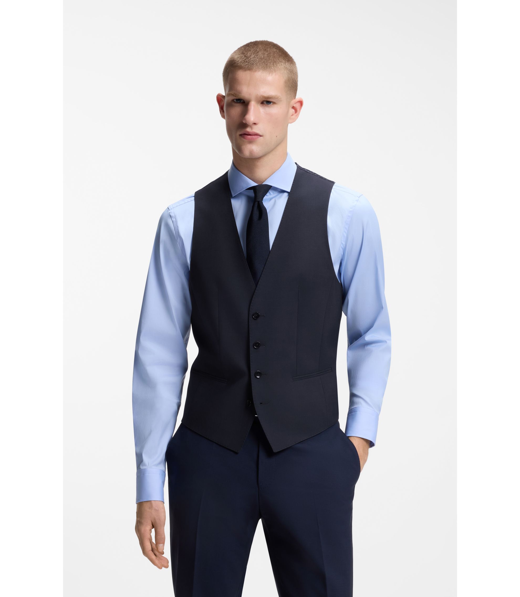 Slim-Fit Weste aus Stretch-Wolle