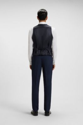 Slim-fit waistcoat in stretch wool, Dark Blue