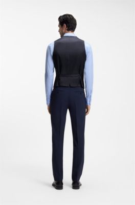 Slim-fit waistcoat in stretch wool, Dark Blue
