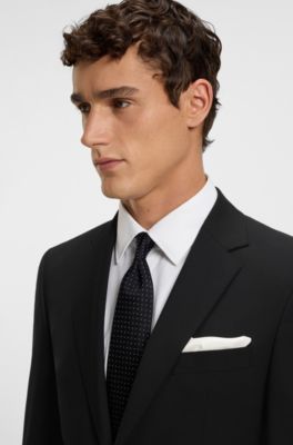 Regular-fit jacket in stretch wool, Black