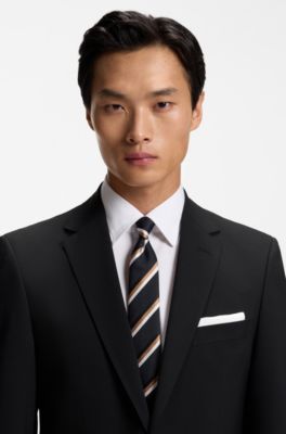 Regular-fit jacket in stretch wool, Black