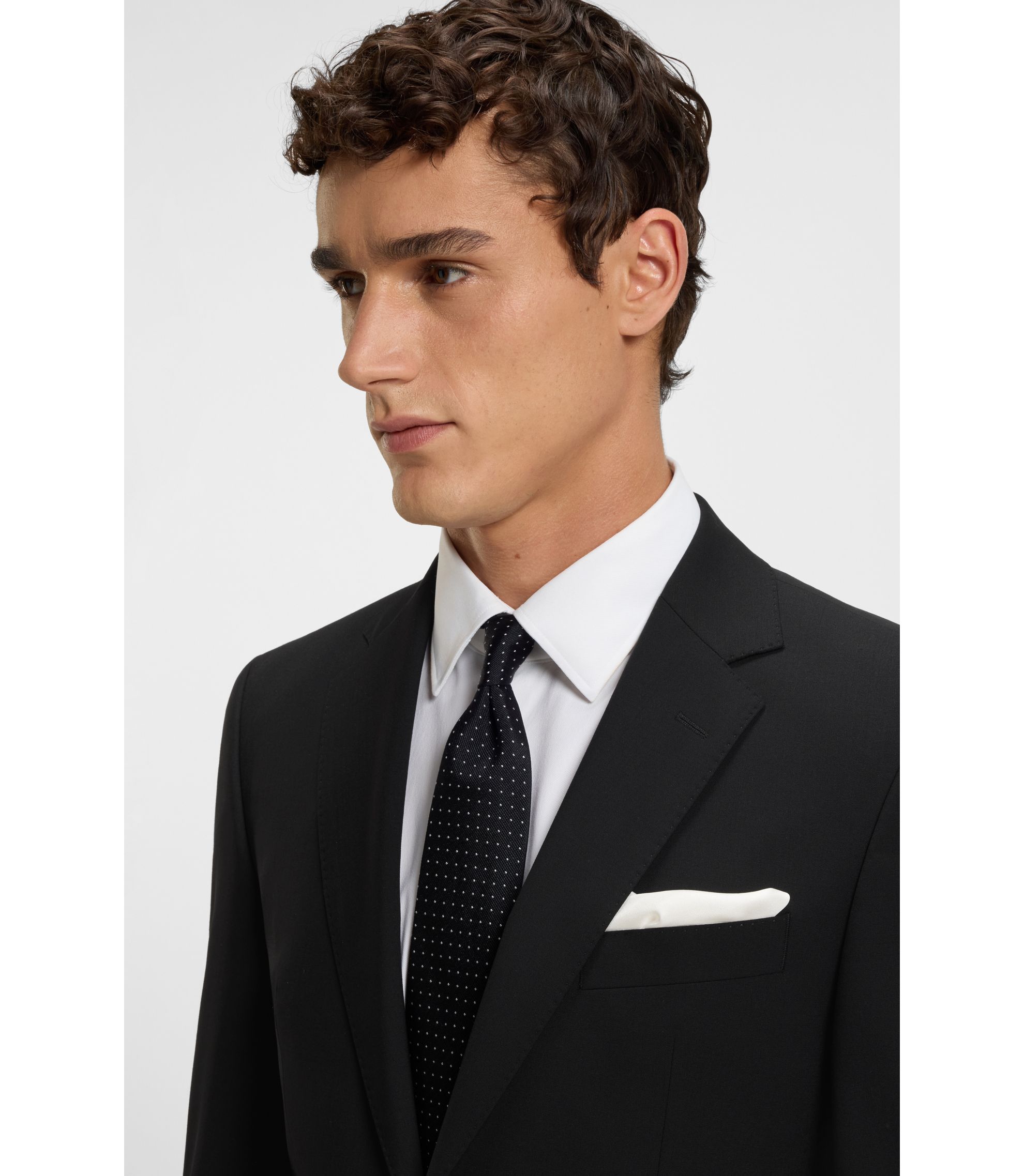 BOSS Regular-fit suit jacket in stretch virgin wool Black