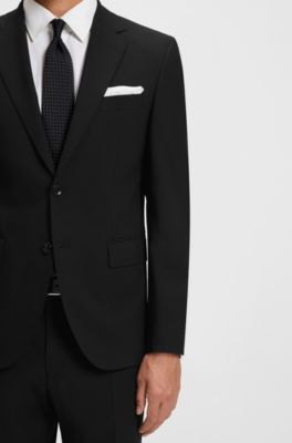 Slim-fit jacket in stretch wool, Black