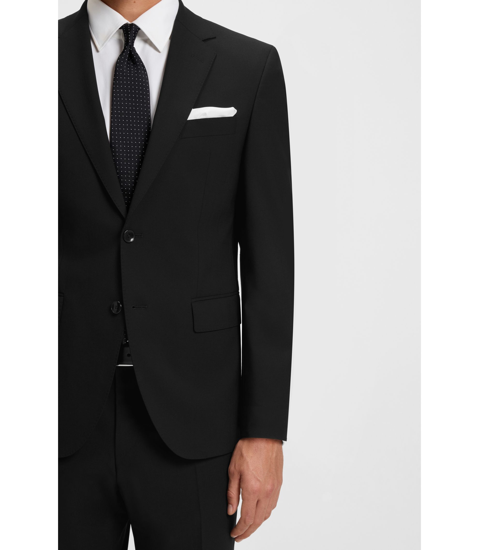 BOSS - スリムフィットジャケット ストレッチウール - ブラック