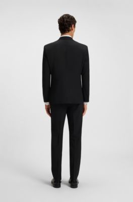 Regular-fit jacket in stretch wool, Black