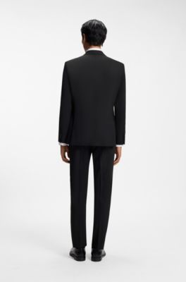 Regular-fit jacket in stretch wool, Black