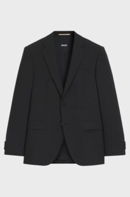 Regular-fit jacket in stretch wool, Dark Grey