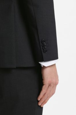 Slim-fit jacket in stretch wool, Dark Grey