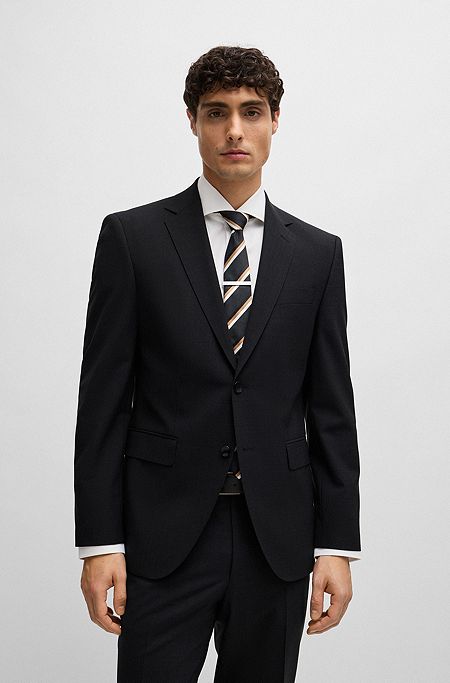Regular-fit suit jacket in stretch virgin wool, Dark Grey