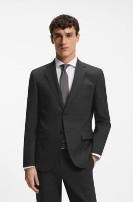 Slim-fit jacket in stretch wool, Dark Grey