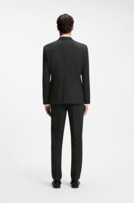 Regular-fit jacket in stretch wool, Dark Grey