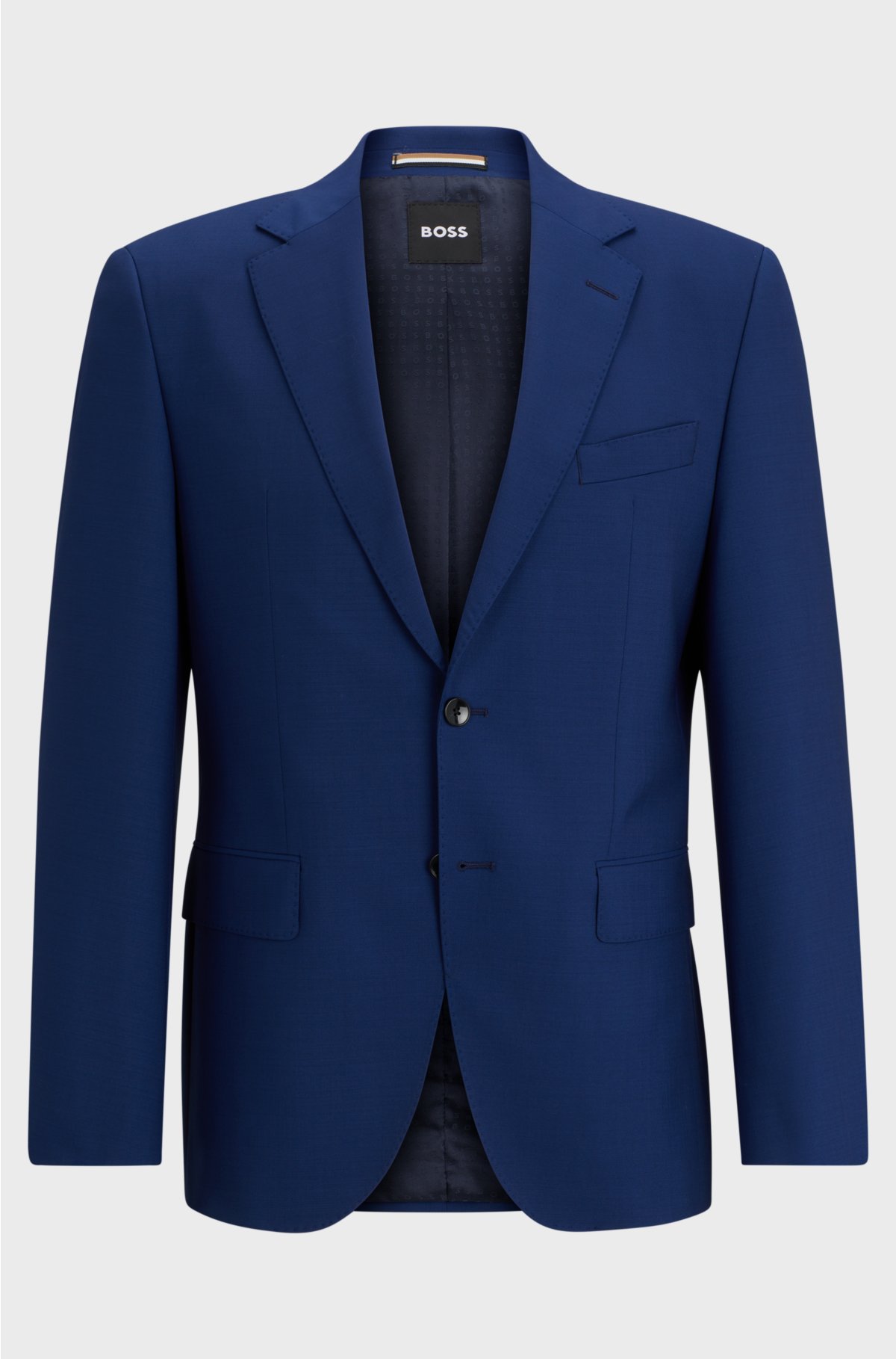 Regular-fit suit jacket in stretch virgin wool, Blue