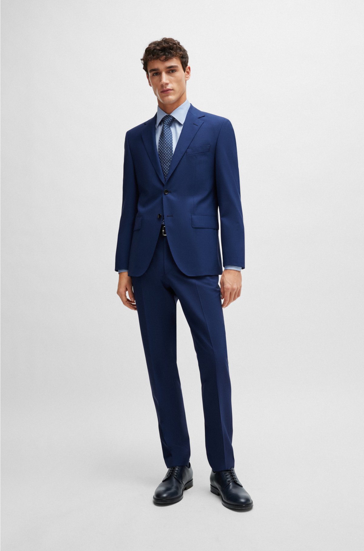 Regular-fit suit jacket in stretch virgin wool, Blue